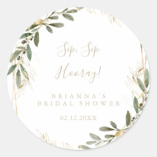 Geometric Gold Sip Sip Hooray Bridal Shower   Classic Round Sticker