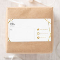 Geometric gold social icons shipping label