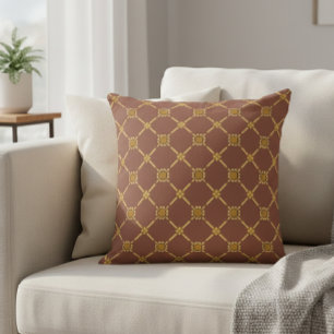Geometric Gold Trellis Pattern Decorative Pillow