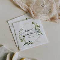Geometric Gold Tropical Calligraphy Baby Shower