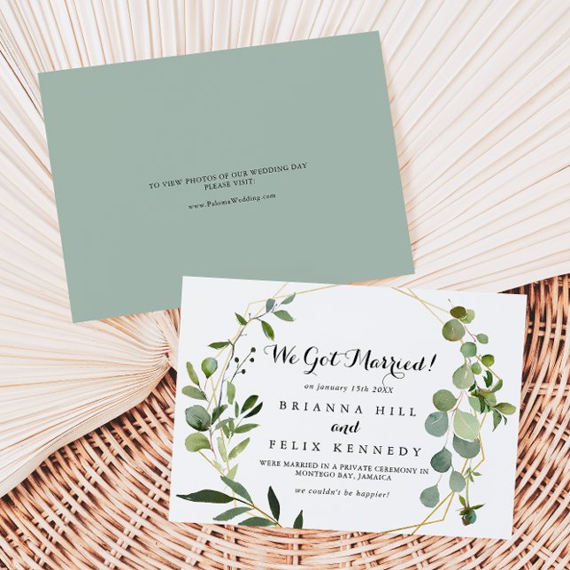 Geometric Gold Tropical Calligraphy Elopement Announcement (Creator Uploaded)
