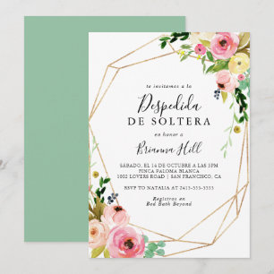 Geometric Gold Tropical Fall Spanish Bridal Shower Invitation