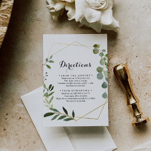 Geometric Gold Tropical Green Wedding Directions Enclosure Card