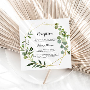 Geometric Gold Tropical Green Wedding Reception Enclosure Card
