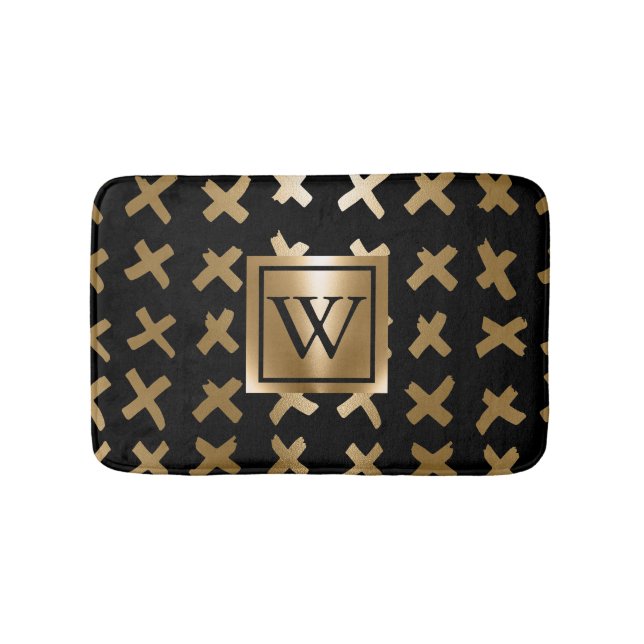 Geometric Golden Abstract Bath Mat (Front)