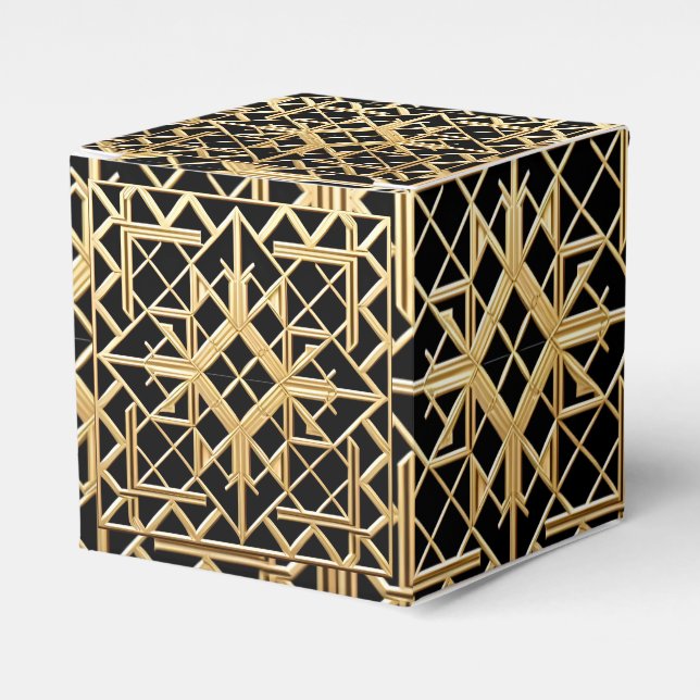Geometric Golden Art Deco Pattern Favor Box (Front Side)