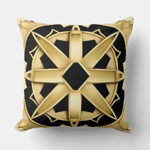 Geometric Golden Art Deco Pattern Throw Pillow