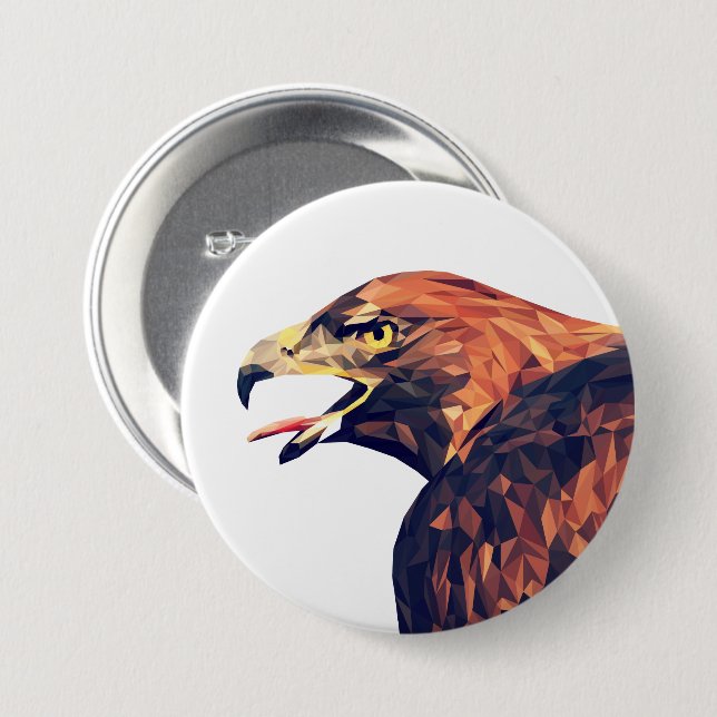 Geometric Golden Eagle 3 Inch Round Button (Front & Back)