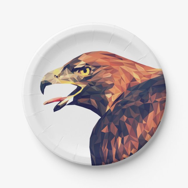 Geometric Golden Eagle Paper Plate (Front)