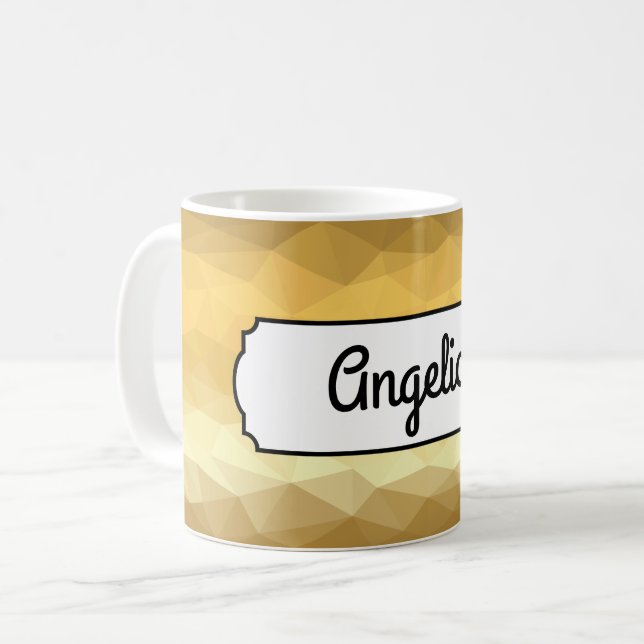 Geometric golden effect personalized name mug (Front Left)