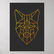 Geometric golden fox animal modern wildlife art