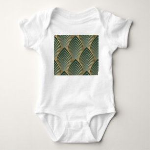 Geometric golden-green: vintage seamless pattern. baby bodysuit
