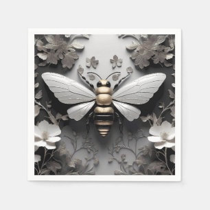 Geometric Golden Honeybee Art Napkin