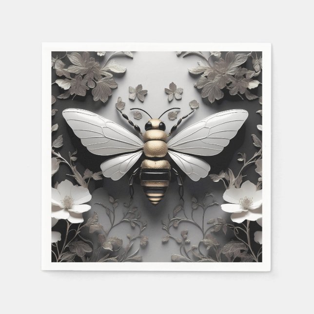 Geometric Golden Honeybee Art Napkin (Front)