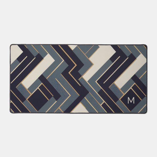 Geometric Golden illustration Desk Mat (Front)