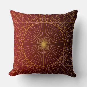 Geometric golden line red gradient modern luxury throw pillow