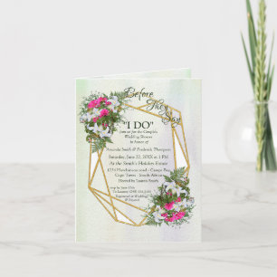 Geometric Goldglitter Flower Bouquet Couple Shower Invitation