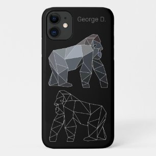 Geometric Gorilla Polygonal Animal With Name Tag iPhone 11 Case