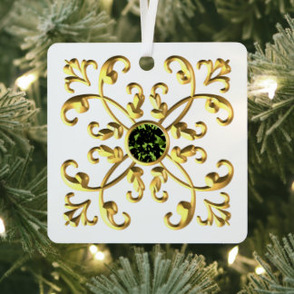 Geometric Grace: Square Metal Ornament 