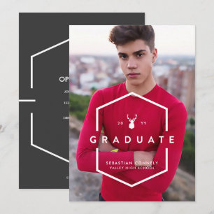 Geometric Grad Light Photo Graduation Announcement