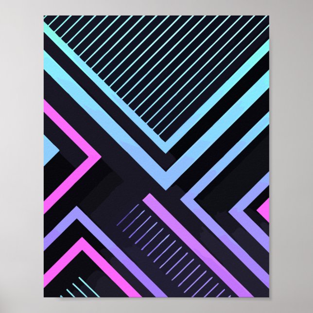 Geometric Gradient Line Art Poster (Front)