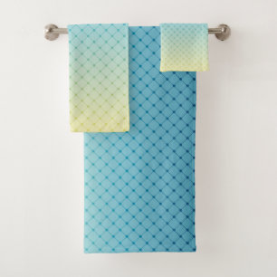 Geometric, gradient, Ombre, colourful, blue and ye Bath Towel Set