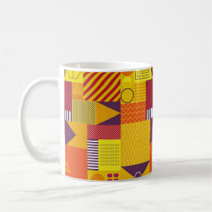 geometric graphic abstract background, vintage ill coffee mug