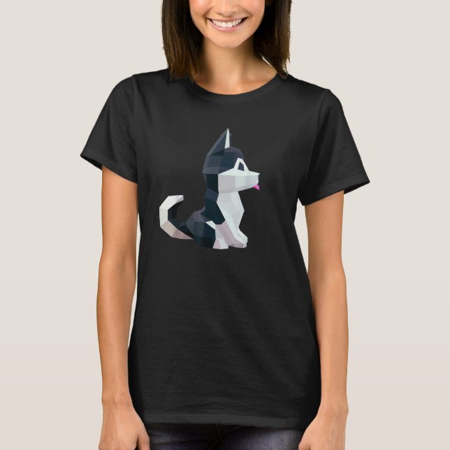 Geometric Graphic Animal  Siberian Husky Puppy Dog T-Shirt (Front)