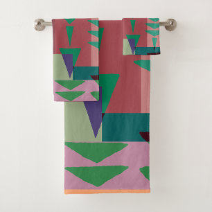 Geometric Graphic Motif Modern Trend Bath Towel Set