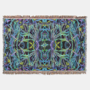 Geometric Grass Pattern in Blue Throw Blanket
