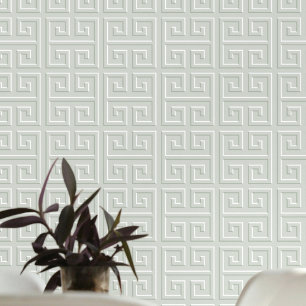 Geometric Greek Key Pattern Serene Green Wallpaper
