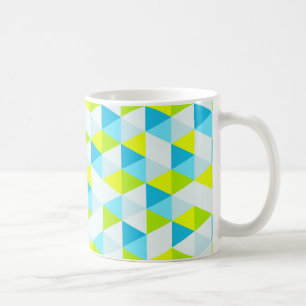 Geometric Green and Blue Triangles Modern Pattern Coffee Mug