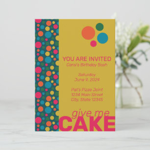 Geometric green and yellow circle dots invitation