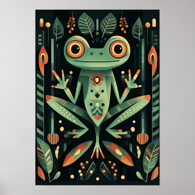 Geometric Green Frog Poster (Front)