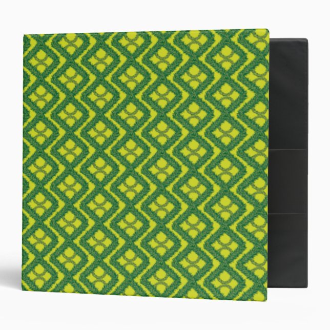 Geometric Green Garland Squares holiday pattern Binder (Front/Inside)