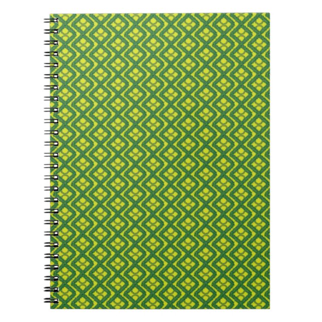 Geometric Green Garland Squares holiday pattern Notebook (Front)