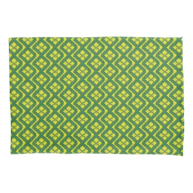 Geometric Green Garland Squares holiday pattern Pillowcase (Front)
