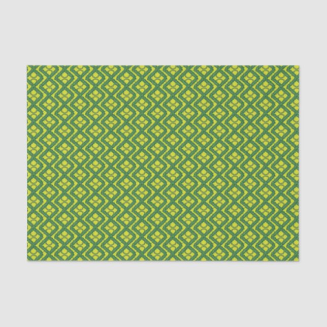 Geometric Green Garland Squares holiday pattern Tissue Paper (Front)