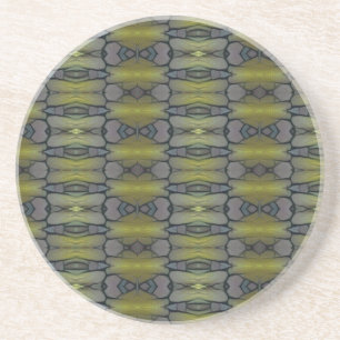Geometric green grass moss leaves coaster