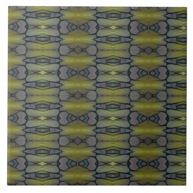 Geometric green grass moss leaves tile (Front)