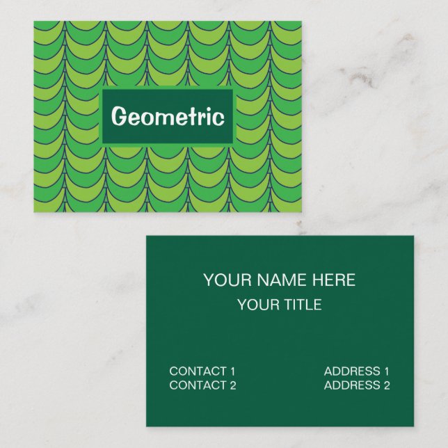 Geometric Green Half Circle Geometric Pattern Business Card (Front/Back)