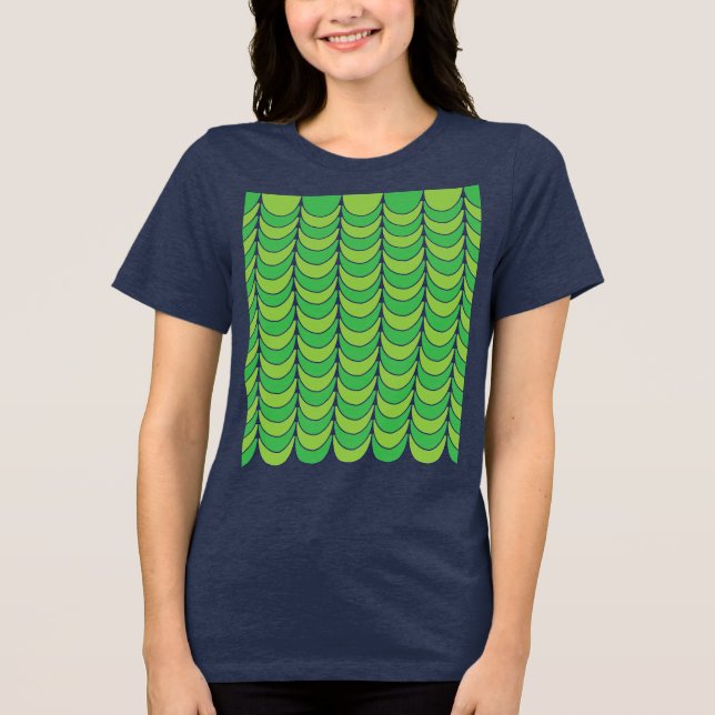 Geometric Green Half Circle Geometric  Tri-Blend Shirt (Front)