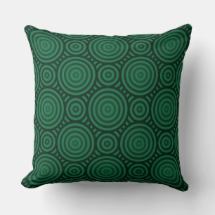 Geometric Green Nested Circular Pattern Throw Pillow