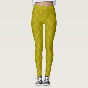 Geometric green olive art deco leggings