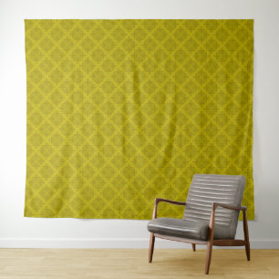 Geometric green olive art deco tapestry