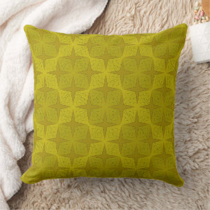 Geometric green olive art deco throw pillow