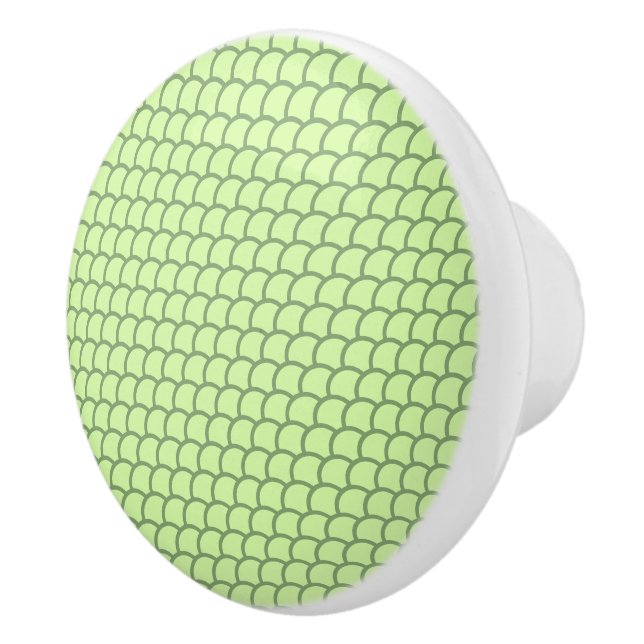 Geometric Green Scales Ceramic Knob (Right)