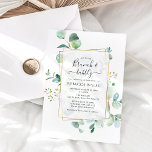 Geometric Greenery Brunch and Bubbly Bridal Shower Invitation<br><div class="desc">This modern Brunch and Bubbly Shower Invitation features an opaque gold frame adorned with watercolor eucalyptus foliage & has been paired with a whimsical calligraphy font and a classy serif font, which can be changed as required. To make advanced changes, please select "Click to customize further" option under Personalize this...</div>