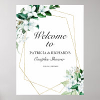 Geometric Greenery Couples Shower Welcome Sign