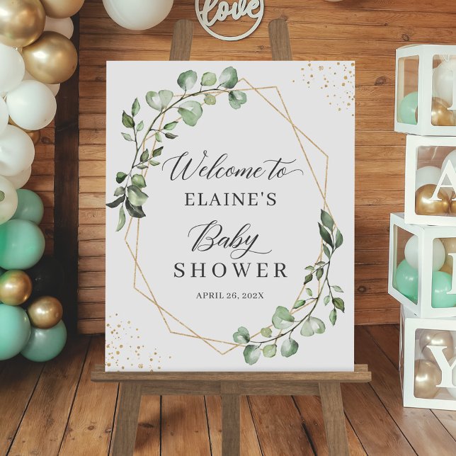 Geometric Greenery Eucalyptus Baby Shower Sign (Creator Uploaded)